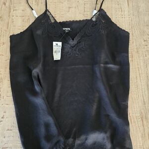 Express Black Satin Camisole With Cut Out Detail